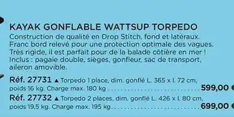 Kayak gonflable wattsup torpedo