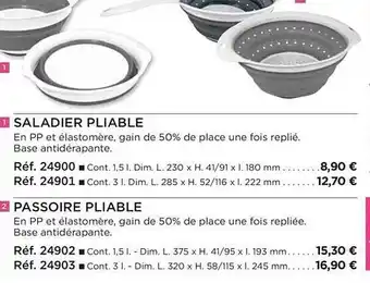 Saladier pliable, passoire pliable