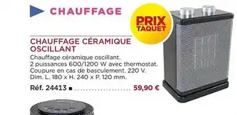 Chauffage céramique oscillant