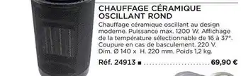 Chauffage céramique oscillant rond