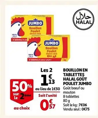 Auchan Bouillon en tablettes halal goût poulet jumbo offre
