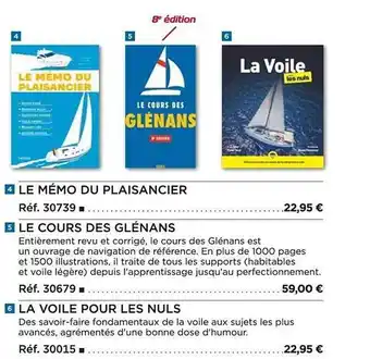 Le mémo du plaisancier, le cours des glénans, la voile pour les nuls