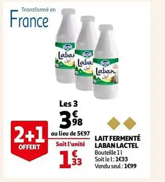 Auchan Lait fermenté laban lactel offre