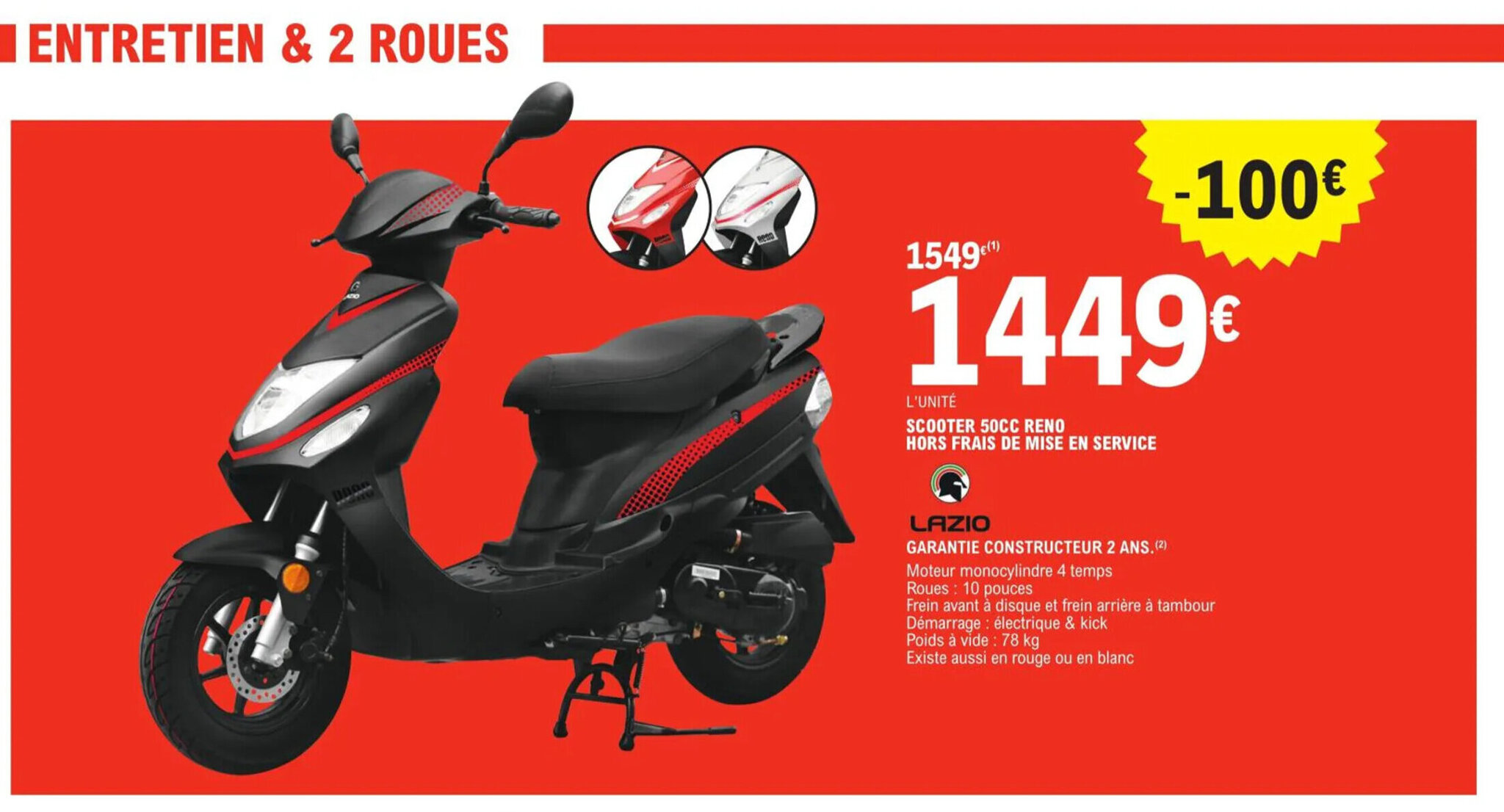 Promo Scooter 50cc Reno Hors Frais de Mise En Service chez E.Leclerc