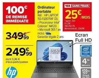 Carrefour Ordinateur portable hp offre