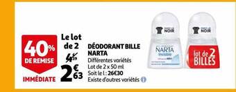Auchan Déodorant bille narta offre