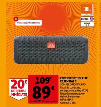 Auchan Enceinte bt jbl flip essential 2 offre