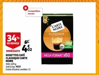 Auchan Dosettes café classique carte noire offre