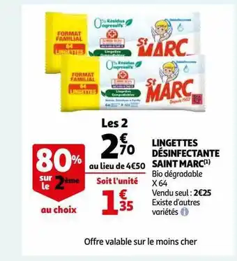 Auchan Lingettes désinfectante saint marc offre