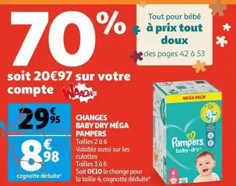 Auchan Changes baby dry méga pampers offre