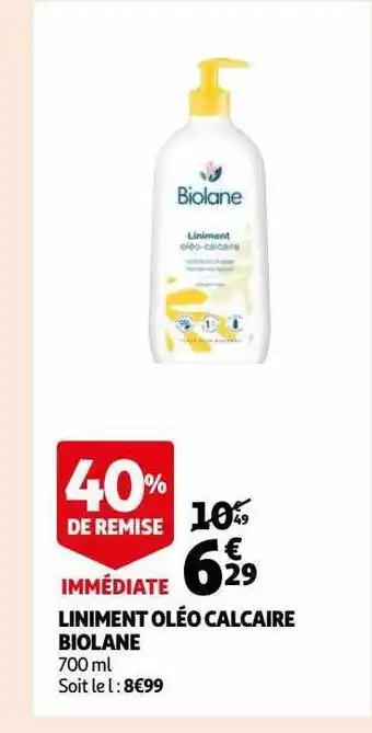 Auchan Liniment oléo calcaire biolane offre