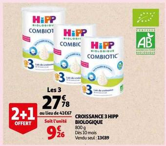 Auchan Croissance 3 hipp biologique offre