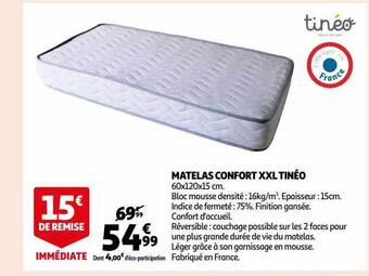 Auchan Matelas confort xxl tinéo offre