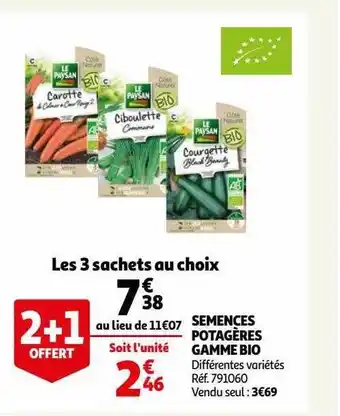 Auchan Semences potagères gamme bio offre