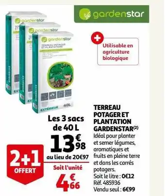 Auchan Terreau potager et plantation gardenstar offre