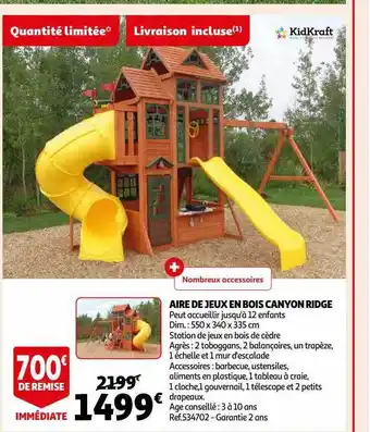 Auchan Aire de jeux en bois canyon ridge offre