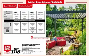 Auchan Pergola bioclimatique 4 pieds ombrea - anthracite offre