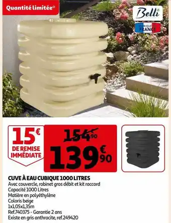 Cuve à eau cubique 1000 litres belli