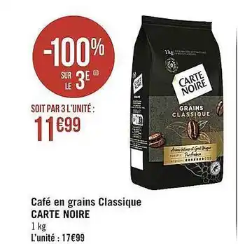 Casino Supermarchés Café en grains classique carte noire offre