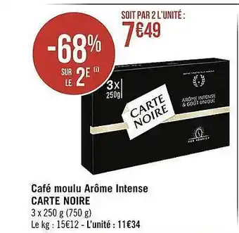 Casino Supermarchés Café moulu arôme intense carte noire offre