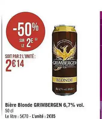 Casino Supermarchés Bière blonde grimbergen 6,7% vol. offre