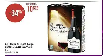 Casino Supermarchés Aoc côtes du rhône rouge combes saint saveur offre