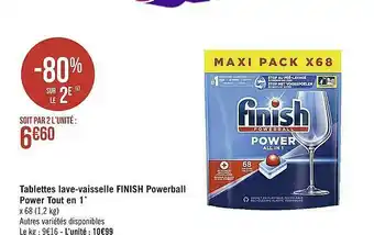 Casino Supermarchés Tablettes lave-vaisselle finish powerball power tout en 1 offre