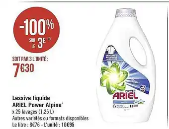 Casino Supermarchés Lessive liquide ariel power alpine offre