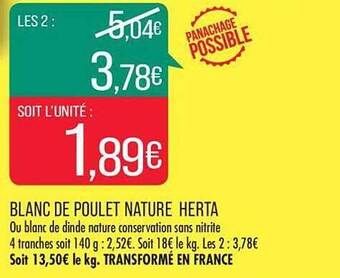 Match Blanc de poulet nature herta offre