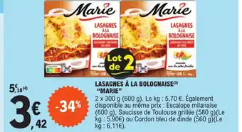 E.Leclerc Lasagne à La Bolognaise "Marie" offre