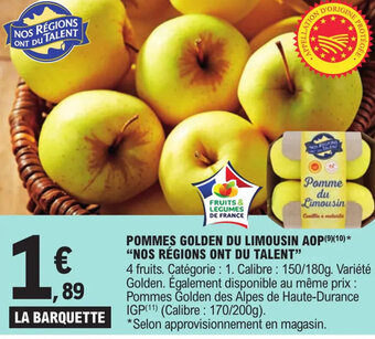 E.Leclerc Pommes Golden Du Limousin Aop "Nos Régions Ont Du Talent" offre