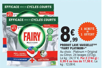 E.Leclerc Produit Lave Vaisselle "Fairy Platinum" offre