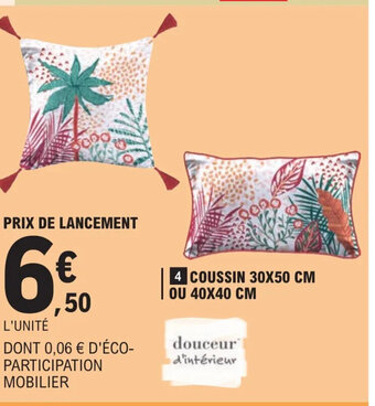 E.Leclerc Coussin 30x50 cm Ou 40x40 cm offre