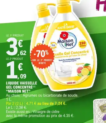 E.Leclerc Liquide vaisselle gel concentré "MAISON NBT" offre