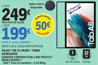 E.Leclerc Galaxy tab A 8 silver + coque SAMSUNG offre