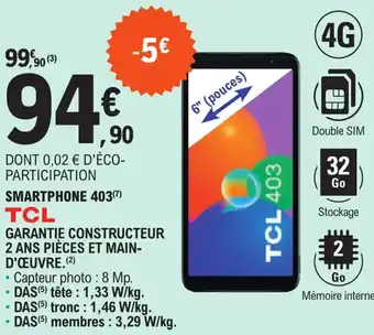 E.Leclerc Smartphone 403 TCL offre