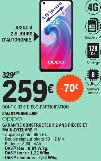 E.Leclerc Smartphone A96 OPPO offre
