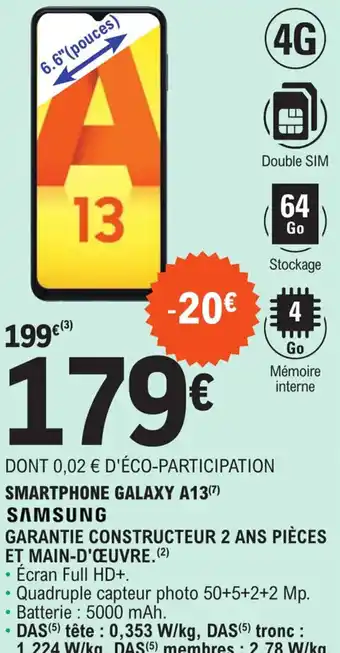 E.Leclerc Smartphone galaxy A13 offre