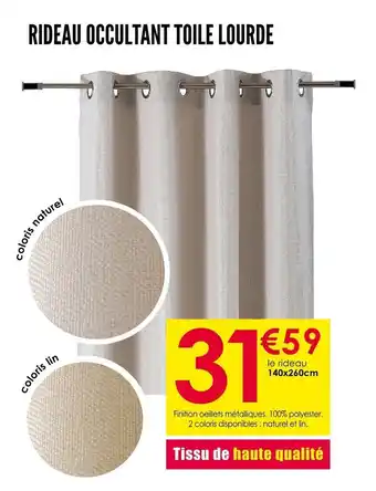 Décor Discount Rideau occultant toile lourde offre