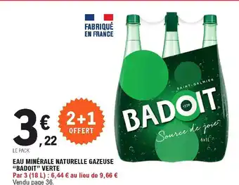 E.Leclerc Eau minérale naturelle gazeuse "badoit" verte offre