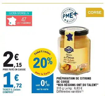 E.Leclerc Préparation de citrons de corse "nos régions ont du talent" offre