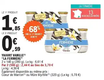 E.Leclerc Yaourt vanille "la fermière" offre