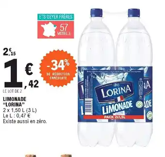E.Leclerc Limonade "lorina" offre