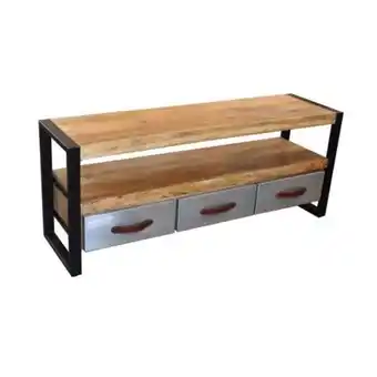Meuble tv en bois et métal chrome