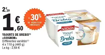 E.Leclerc Yaourts de brebis soignon offre