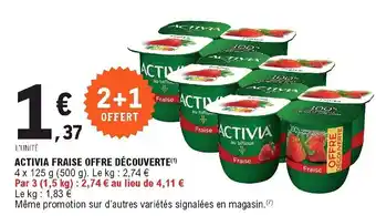 E.Leclerc Activia fraise offre découverte offre