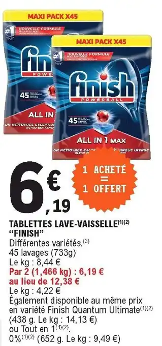 E.Leclerc Tablettes Lave-Vaisselle Finish offre