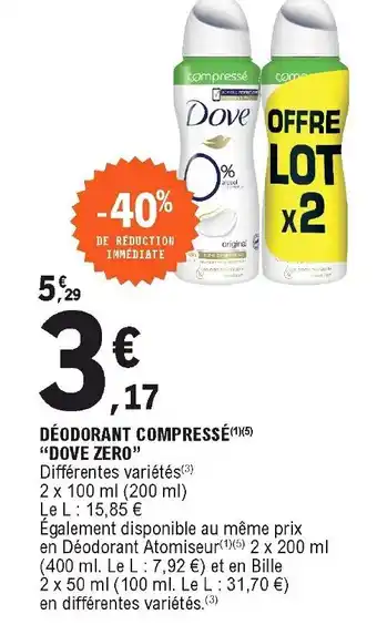Déodorant Compressé Dove Zero