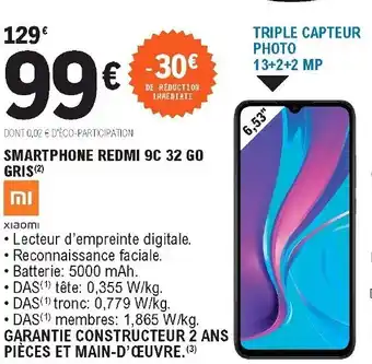 E.Leclerc Smartphone Redmi 9C 32 Go Gris offre