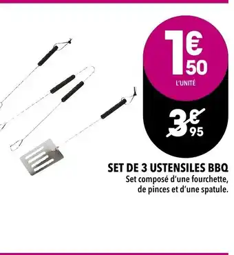 Supeco Set De 3 Ustensiles BBQ offre